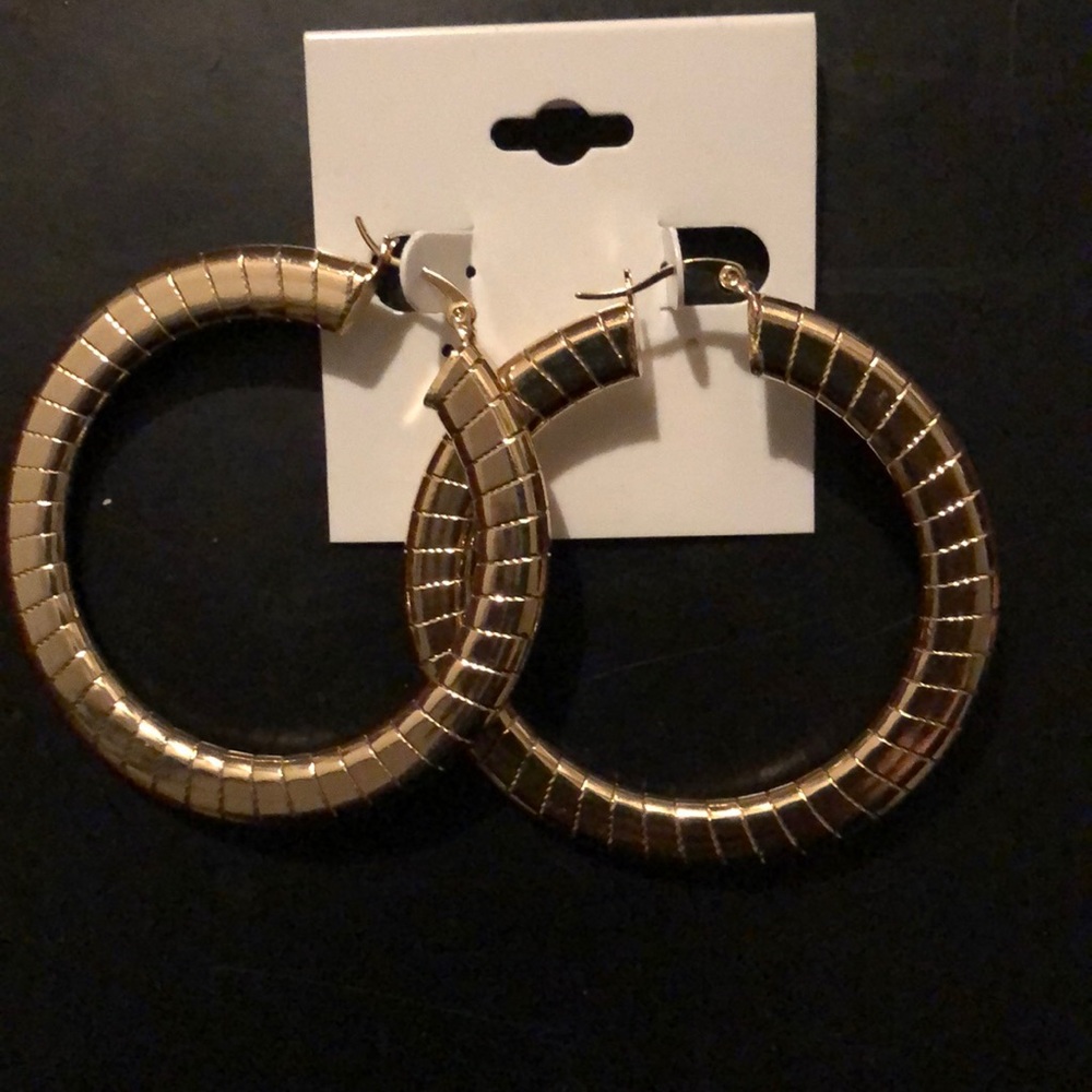 Gold Hoops with ridges